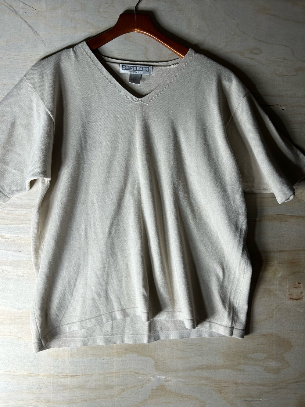 Dress Barn Cream V-Neck Knit Top